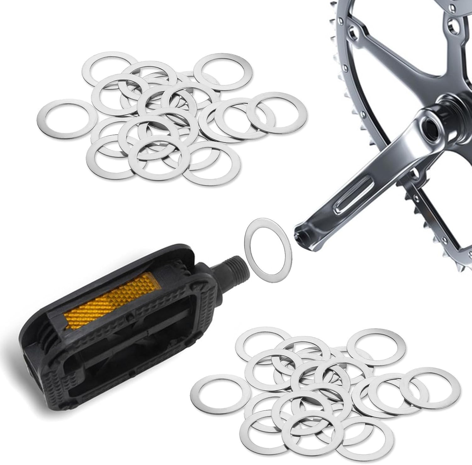 20PCS Pedal Washers Spacers, 9/16” Road Bike Pedal Extenders Bicycle Stainles…
