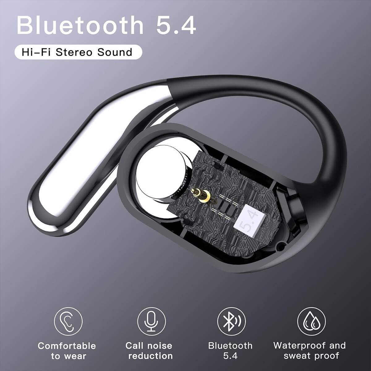 Open Ear Bluetooth 5.4 Headphones Wireless Earbuds Sport Over Earphones Ear Hook