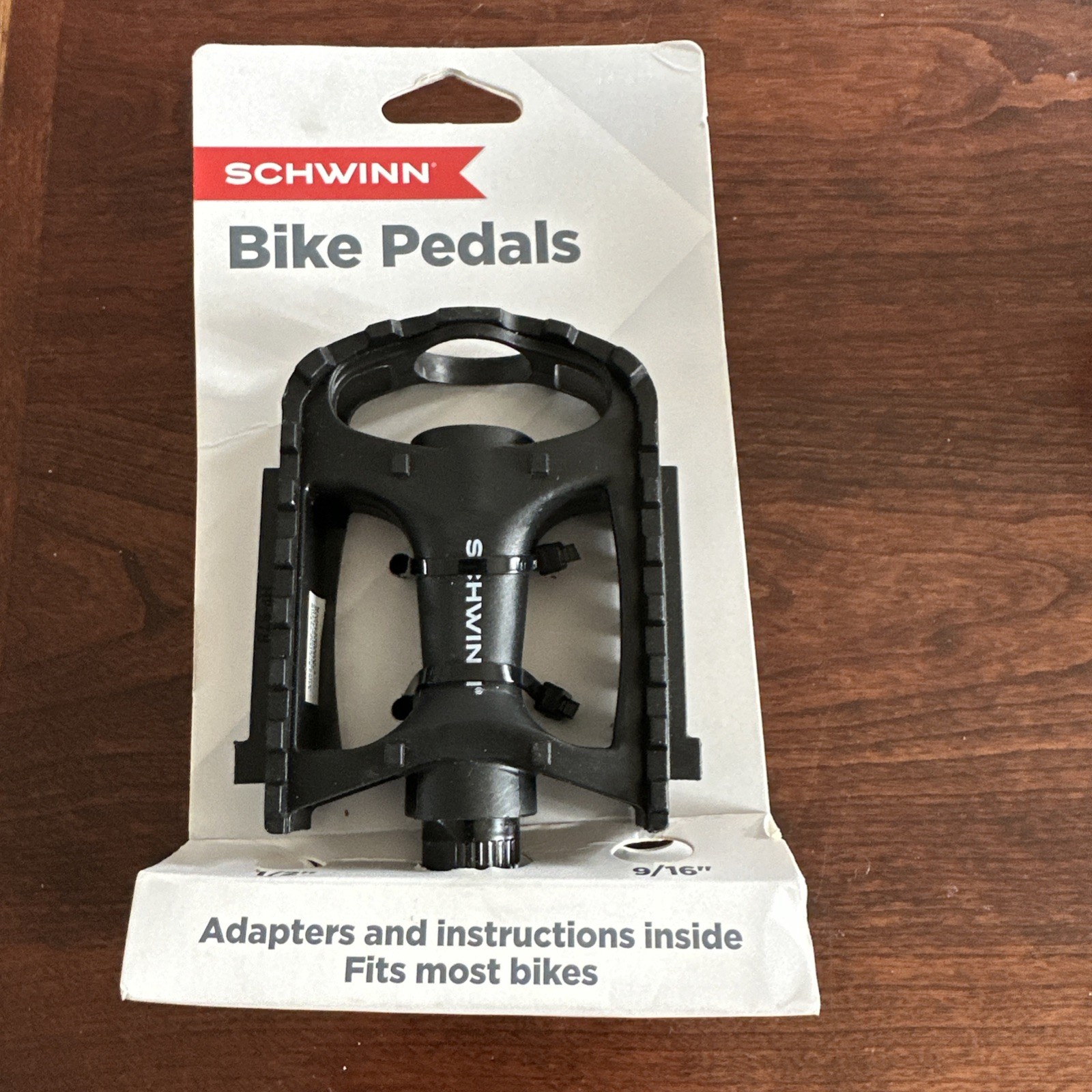 Schwinn Bike Pedals With Adapters Black Set of 2 Durable 9/16” 1/2” Sw80246