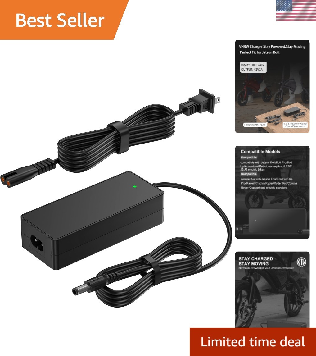 Compact 42V Charger for Jetson Bolt, Adventure, & Racer Models – Safe & Reliable