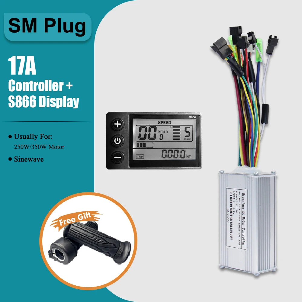 E-Bicycle 36V 48V 26A 30A Three-Mode Sine Wave Controller S866 LCD Display Motor