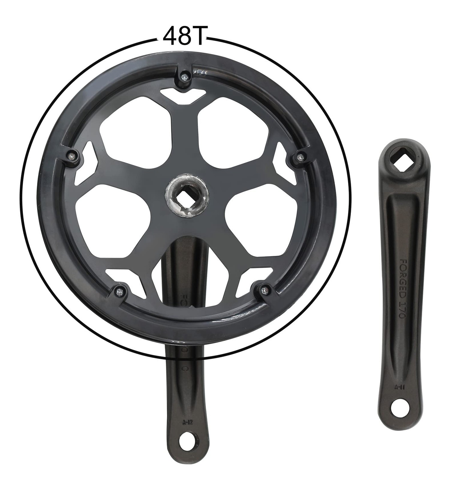 Urban Folding Bicycle Crank Single Speed 48T Chainring Arm Set Parts Black