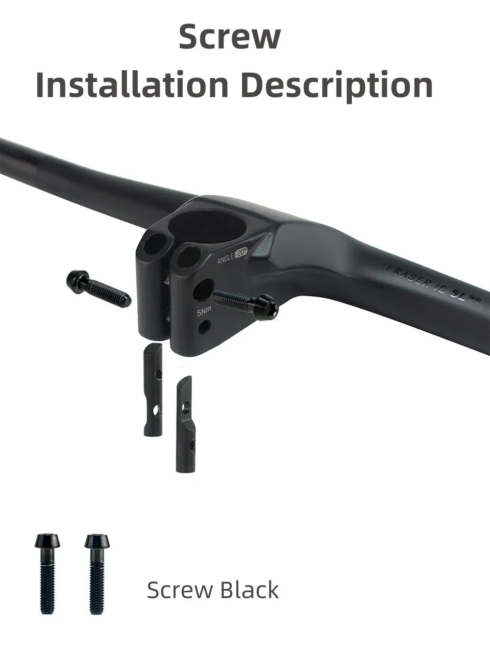 740mm -20 Degrees MTB Bicycle Full Carbon Fibre Integrated Cockpit Handlebar