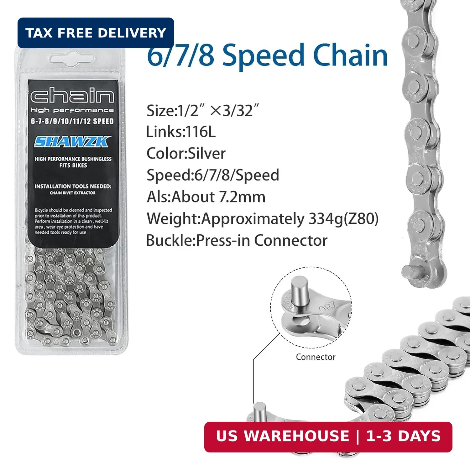 6/7/8 Speed Bike Chain,Suitable for Road Bicycles,Mountain Bike Accessories,Full