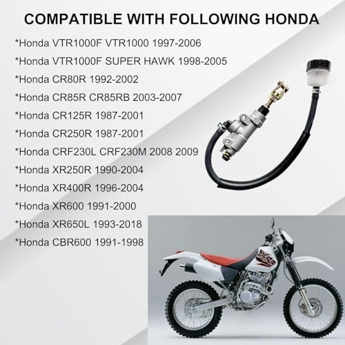 Rear Brake Master Cylinder Direct Replacement Compatible with Honda CR 80R 85R