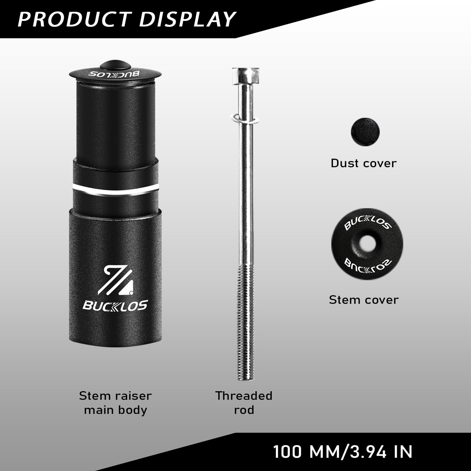 BUCKLOS Bike Stem Riser Extender MTB, 1-1/8″ 28.6mm Fork Stem, 100mm