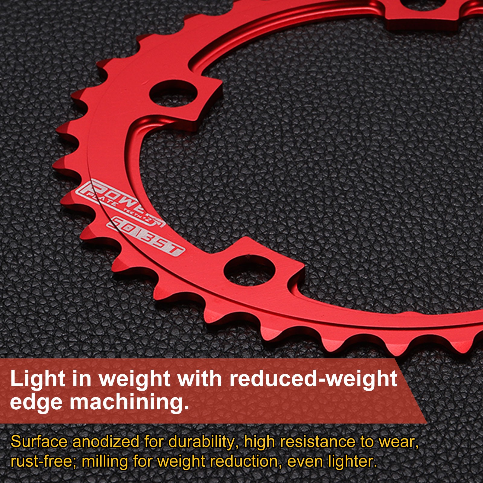 110BCD Bike Chainring, 35T 152mm Dia Round Aluminum Narrow Wide Tooth Red