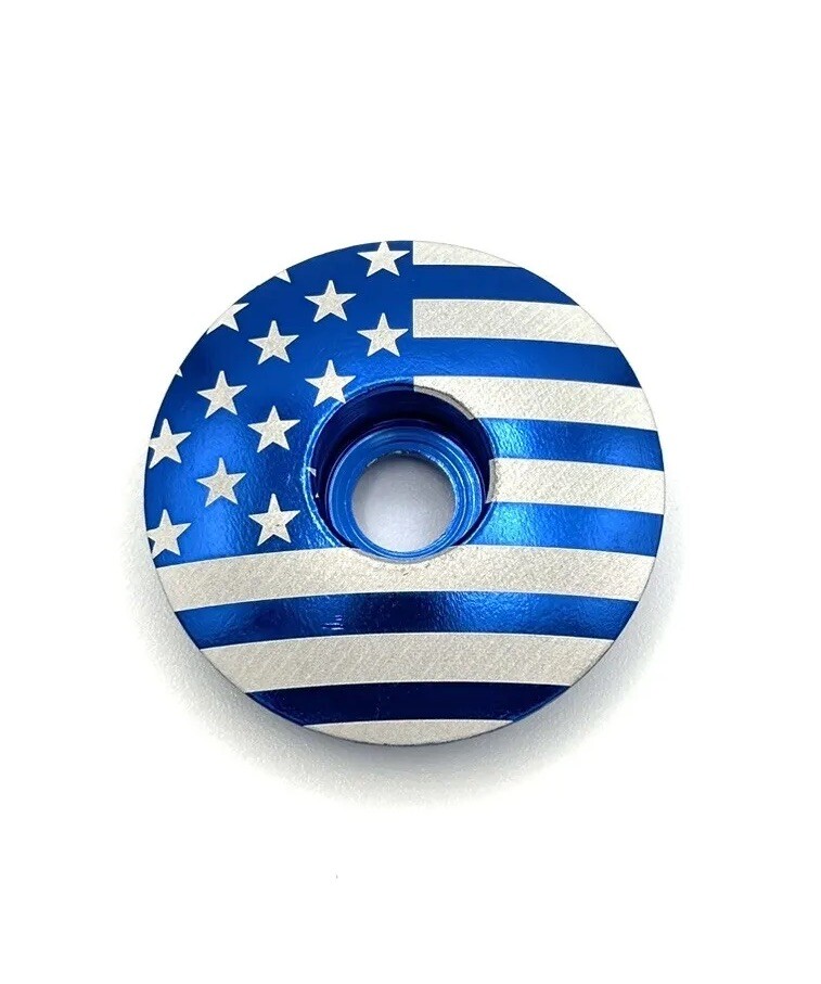 American Flag – Threadless Bicycle Headset Stem Cap 1 1/8″ Blue USA