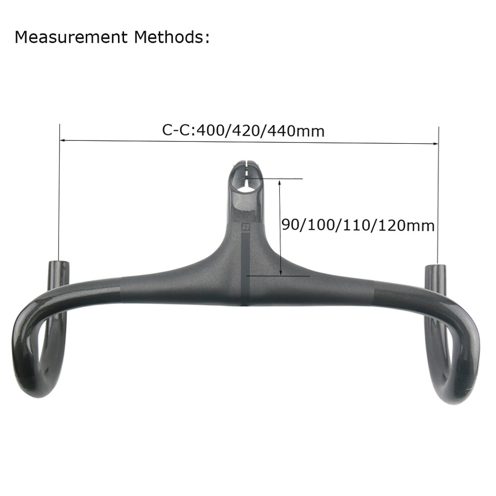 400/420/440mm Carbon Racing Road Bike Integrated Handlebar Stem Drop Bar 1-1/8″