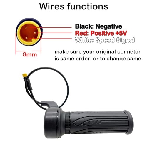 EBike Full Twist Throttle, 12V-72V Universal Electric 3 Pin waterproof plug