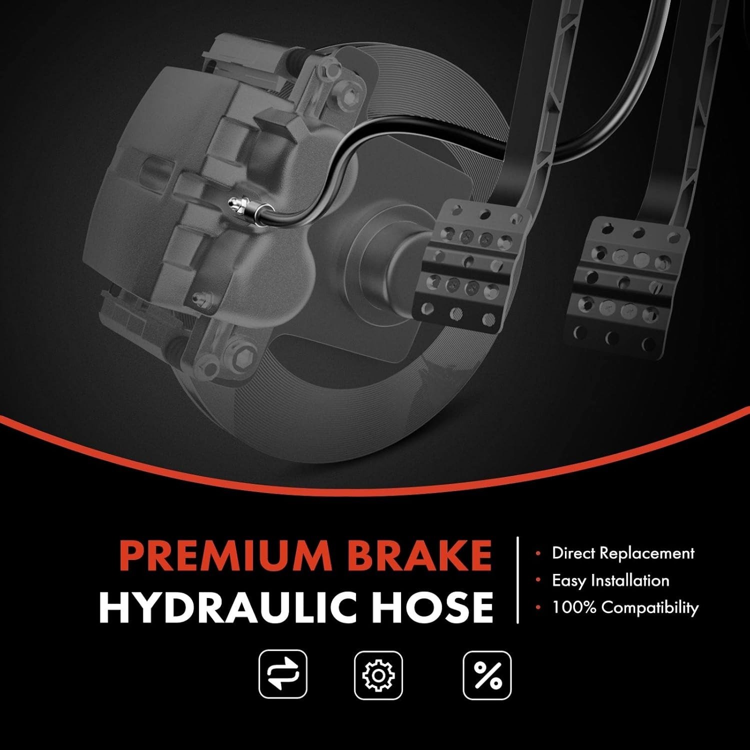 Front Brake Hydraulic Hoses Compatible with Chevy, GMC Front Left and Right