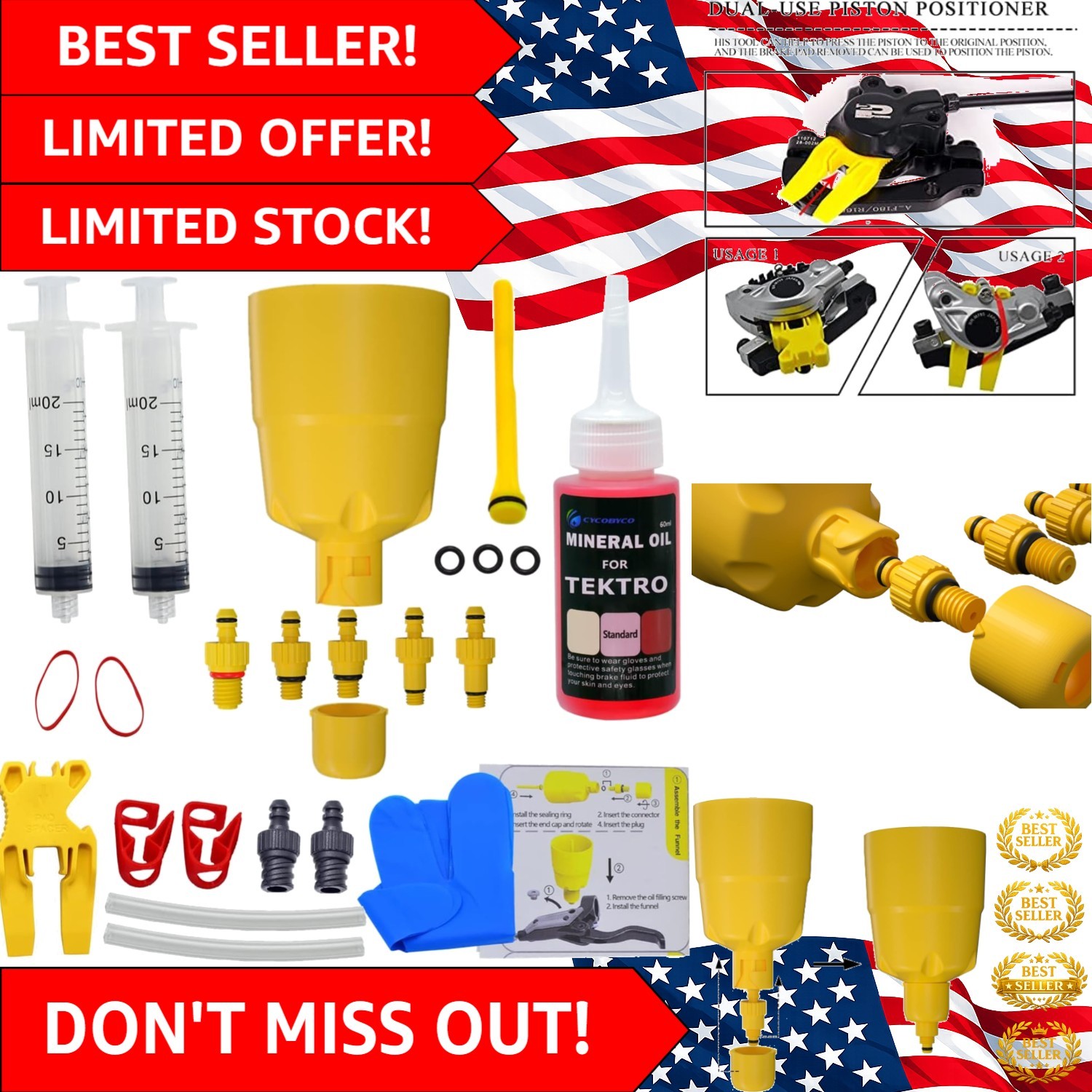 Essential TEKTRO-TRP Bleed Set with Tools & Mineral Oil for Effective Brake Care