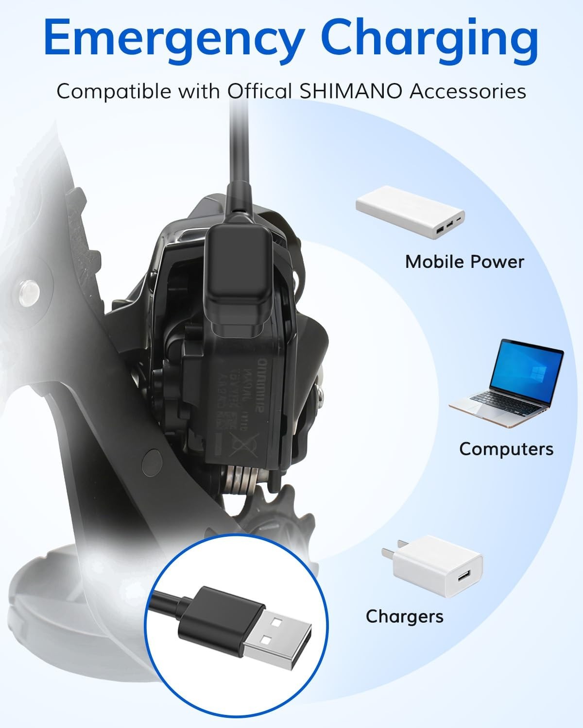 Replacement USB Charging Cable for Di2 EW-EC300, Compatible with Shimano 12-Spee