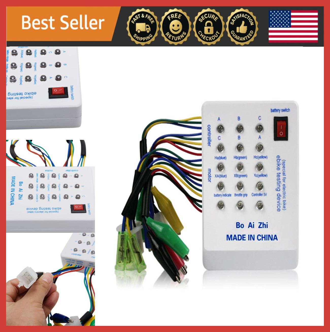 E-Bike Scooter Brushless Motor Controller Tester 24V-72V Quick Indicator