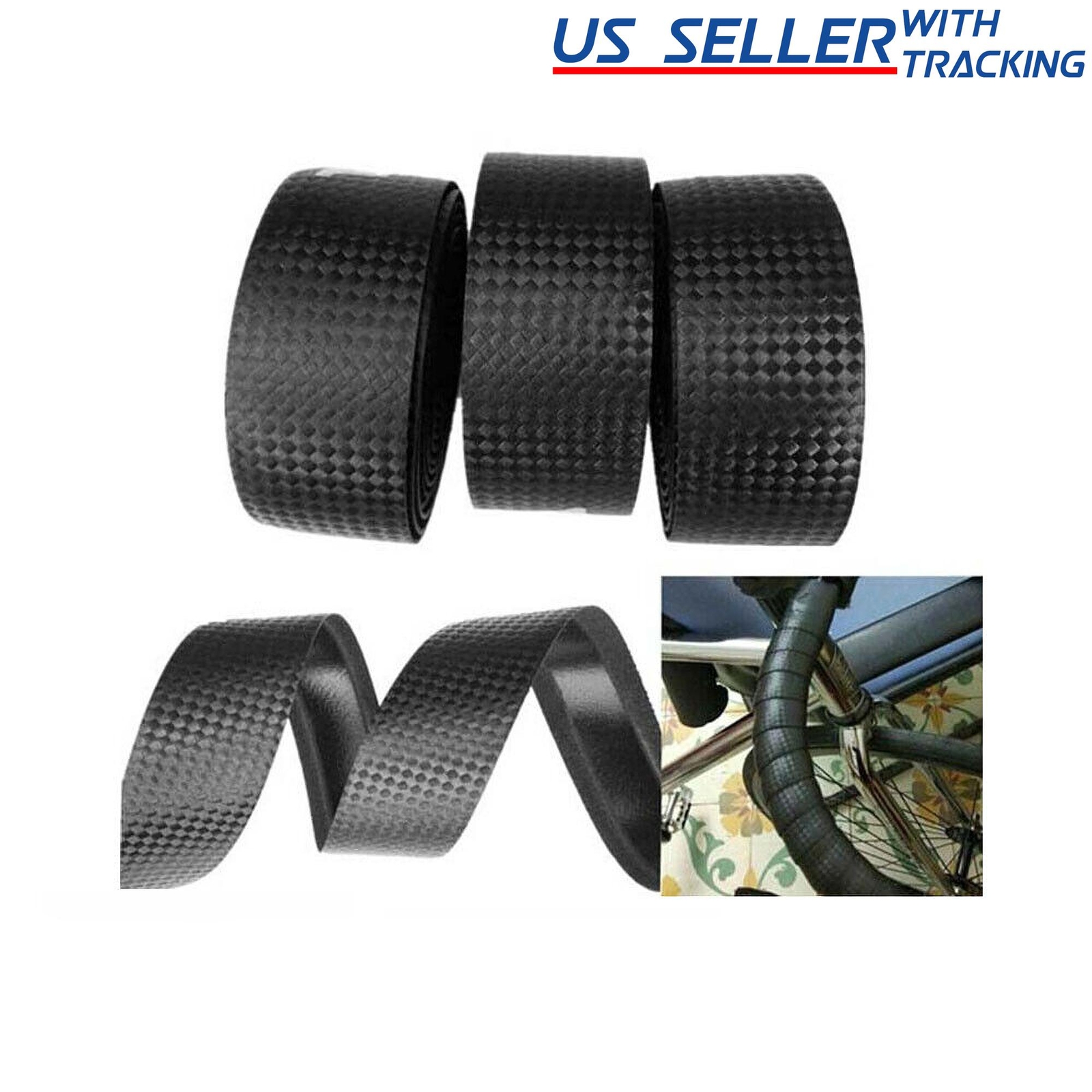 2pcs Bicycle Handlebar Tape Rubber Handle Bar Grip Wrap Cycling Road Bike