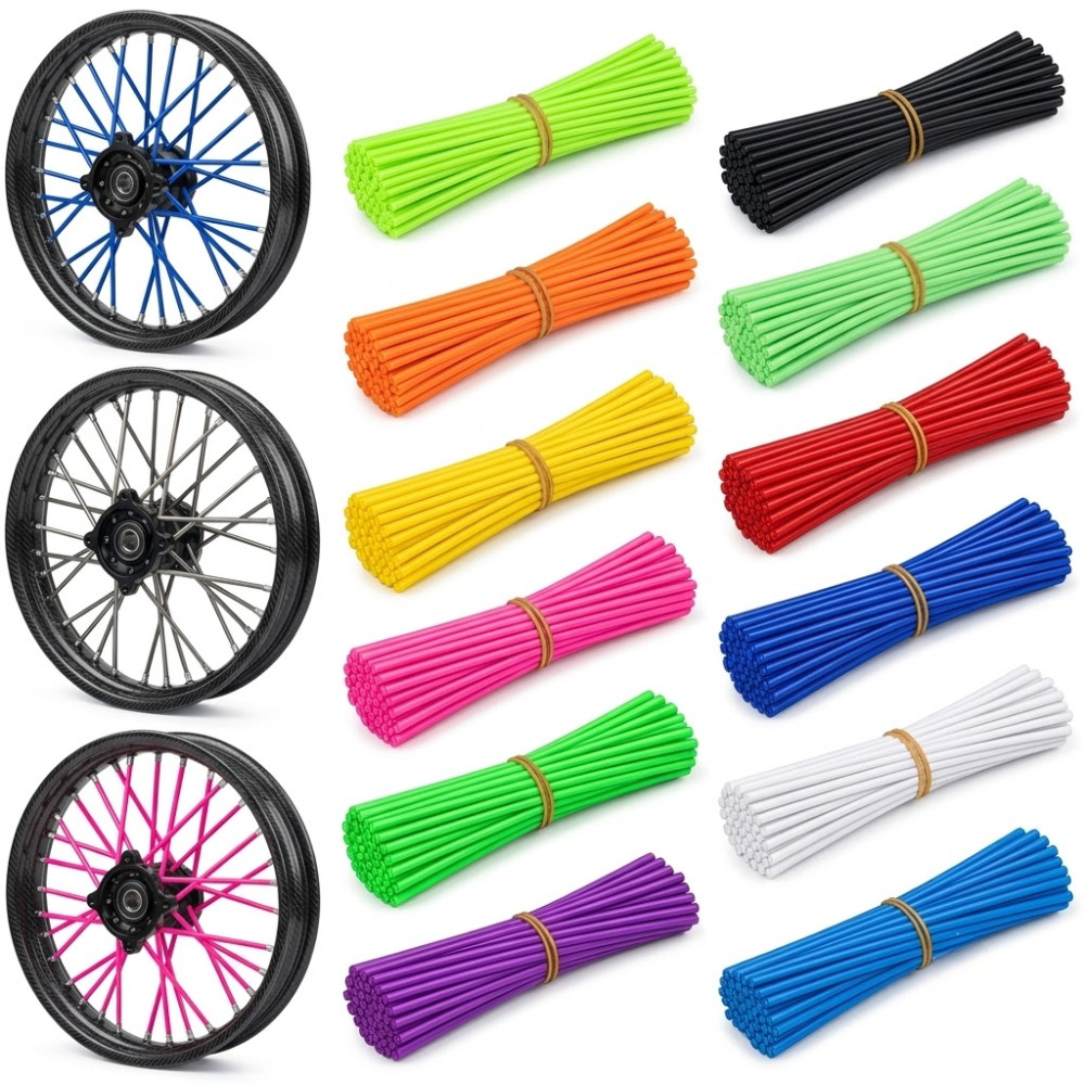 72PCS Motorcycle Dirt Bike Spoke Skins Covers Wraps Wheel Rim Guard Protector