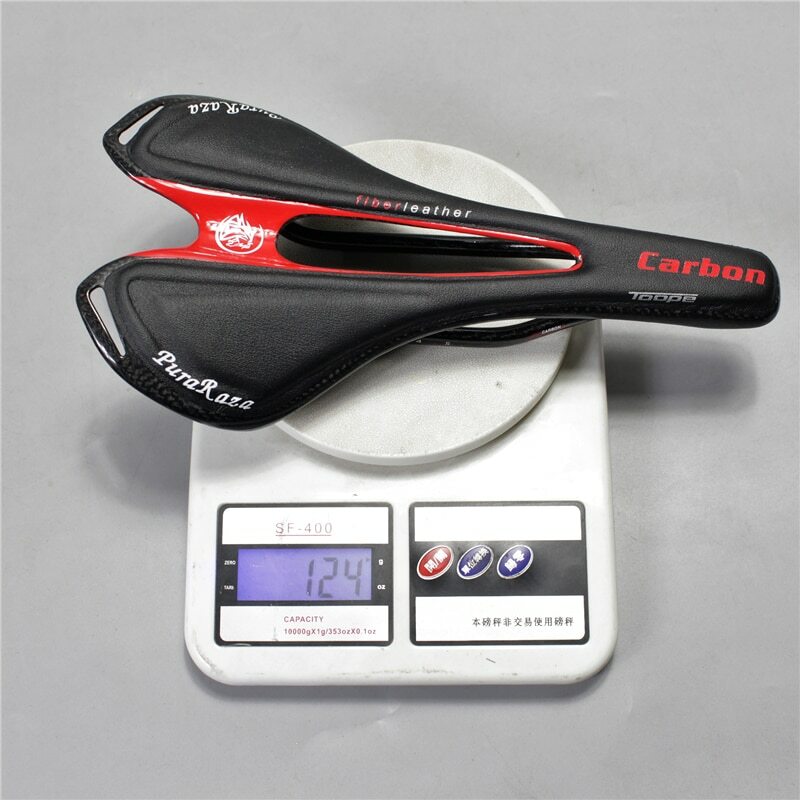 Carbon Fiber + Leather Bicycle Saddle Road Mountain Bike Saddle Seat Pad Cushion