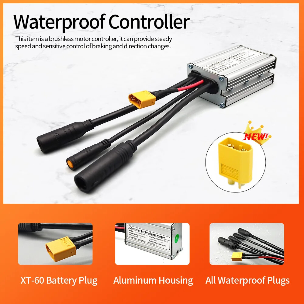 Electric Bike Waterproof Brushless Controller 36V 48V 250W 350W 500W 1000W Motor