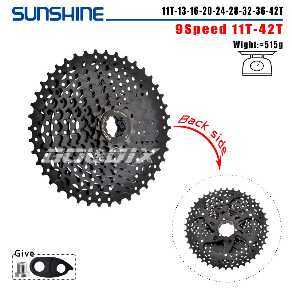 SUNSHINE MTB Cassette 8/9/10/11/12 Speed 40/42/46/50/52T Black K7 Cassette Sproc
