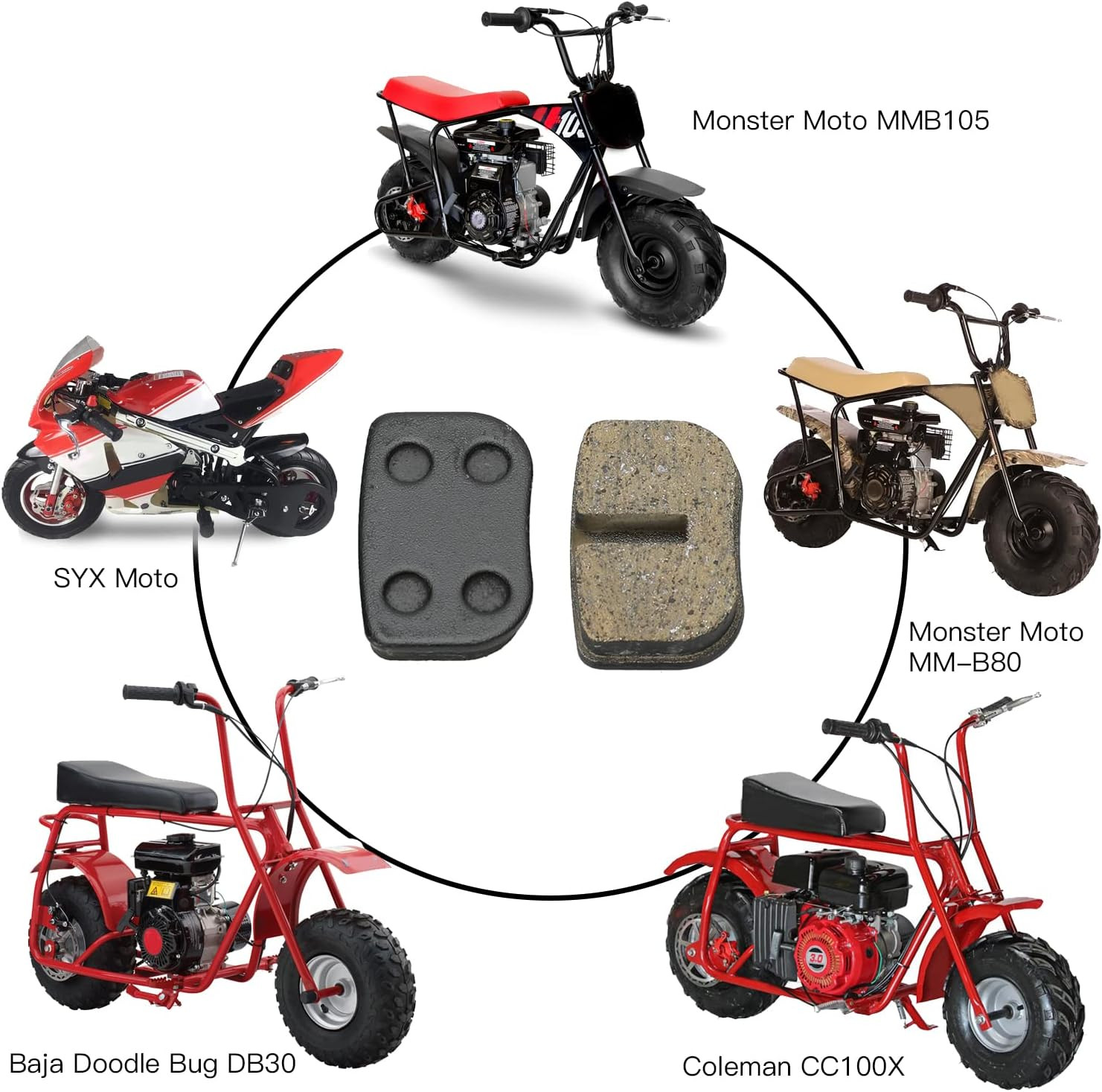 Mini Bike Disc Brake Pads 12 Pcs HeavyDuty for Pocket Dirt Bike ATV