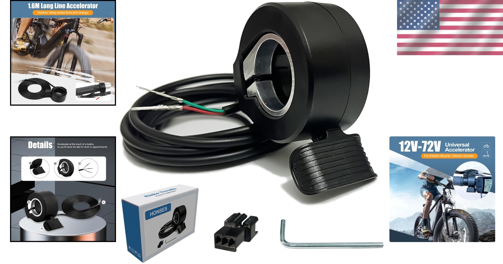 Ergonomic Electric Scooter Thumb Throttle Speed Control – 12V-72V Compatible