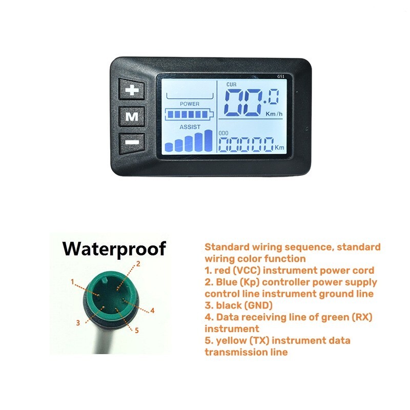 24/36/48/60V Electric Bike Ebike Accessories Controller G51 LCD Display 5Pin