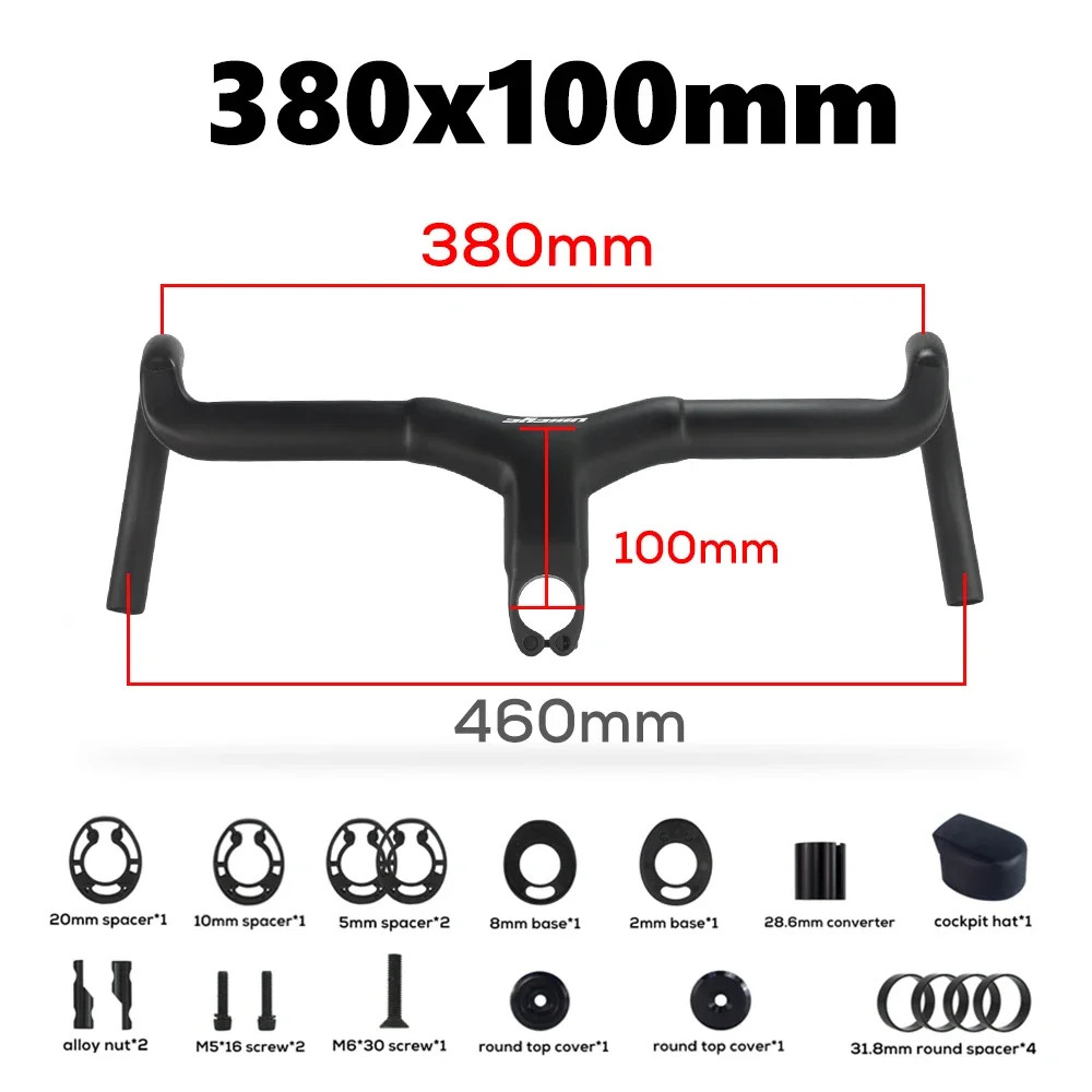 Full Carbon Fiber Integrated Road Bicycle Handlebar -6 Degree 31.8mm Clamp