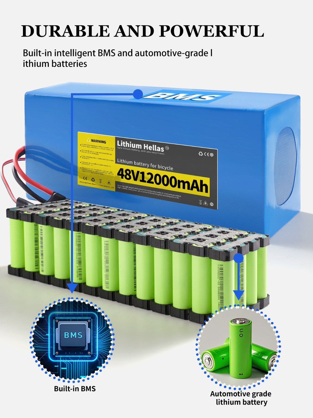 48V12Ah Electric Bicycle EBike Scooter Li-ion Battery With BMS High Performance