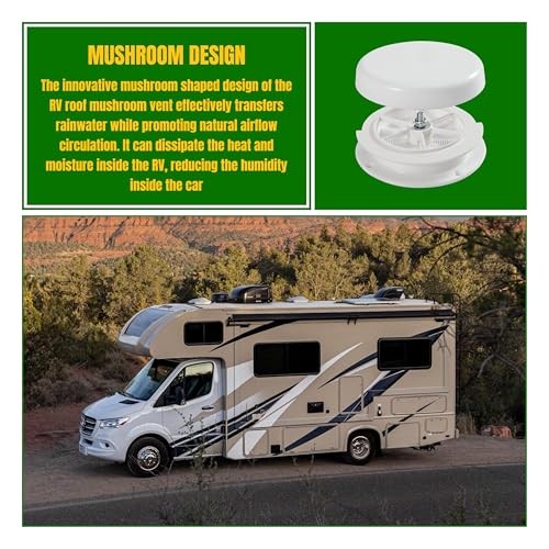 1 Pcs RV Roof Mushroom Vent Plumbing Vents with 1 Pcs 1 Pcs Vent+1 Pcs Cover