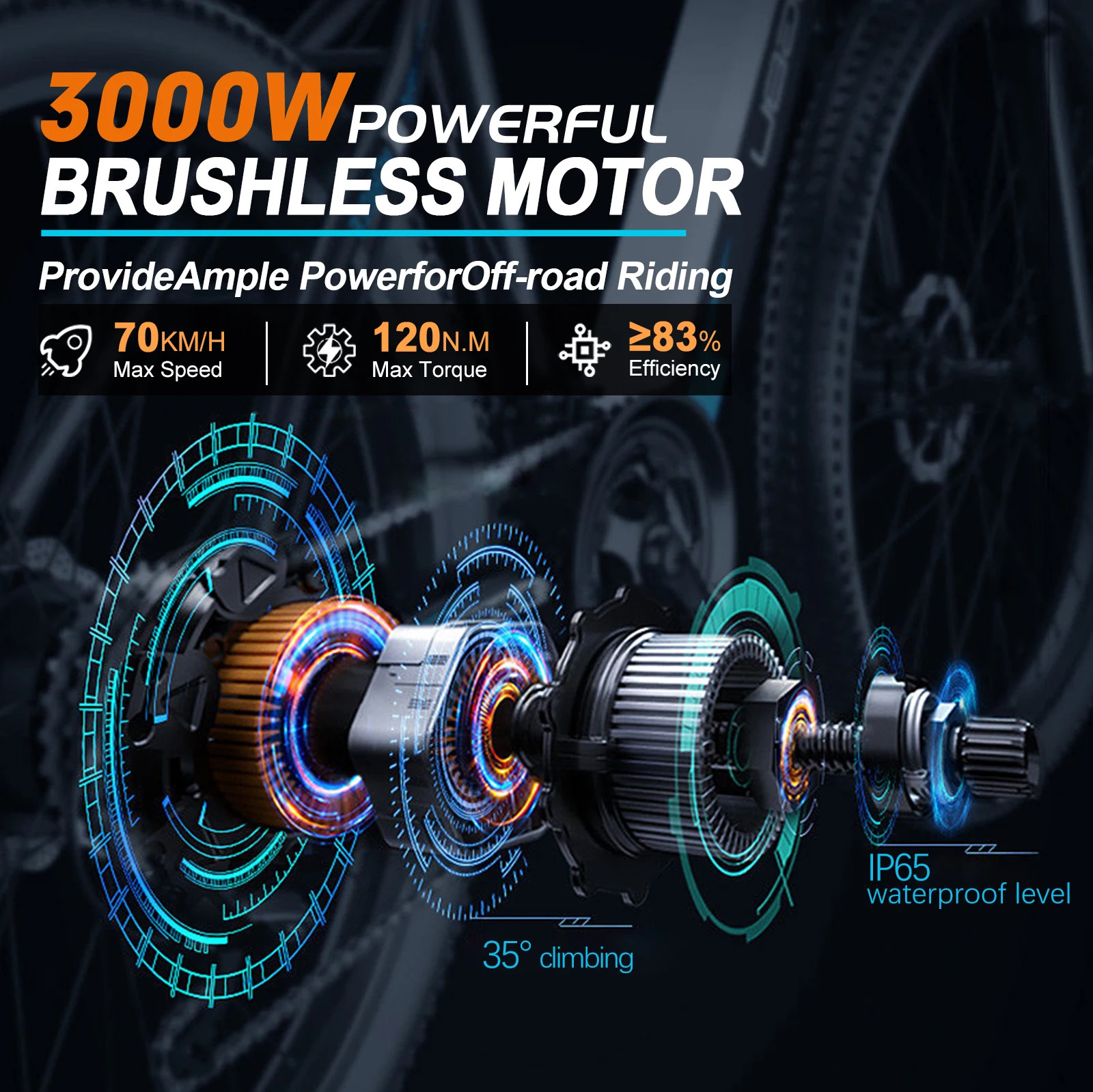 Ebike Bicycle Conversion Kit 72V 3000W Rear Rotate Hub Motor Wheel 20-29In 700C