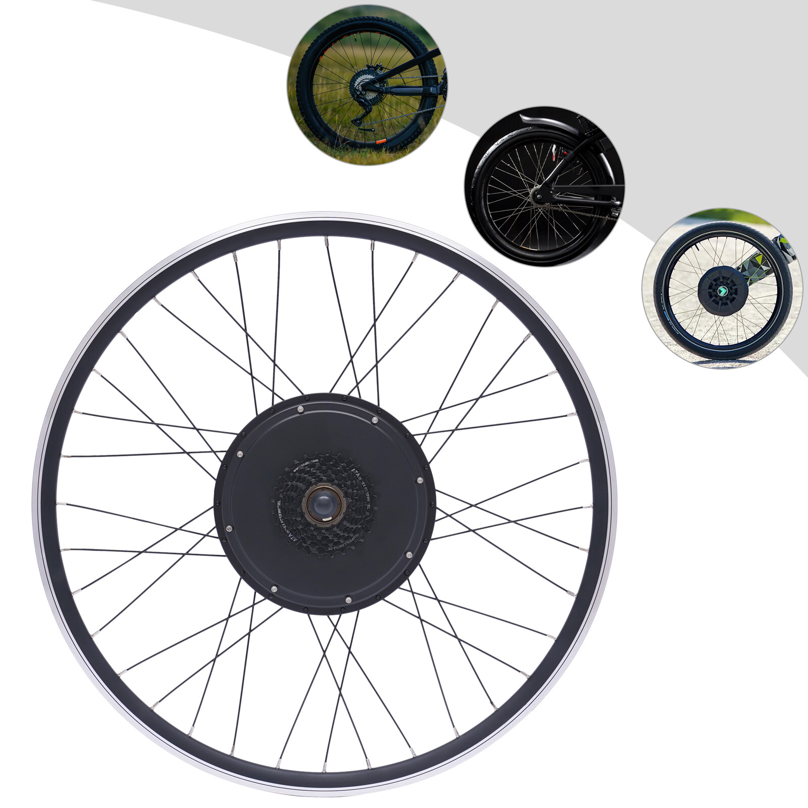 700C 48V 1000W Electric Bicycle Conversion Kit E-Bike Hub Motor Rear Wheel w/LCD