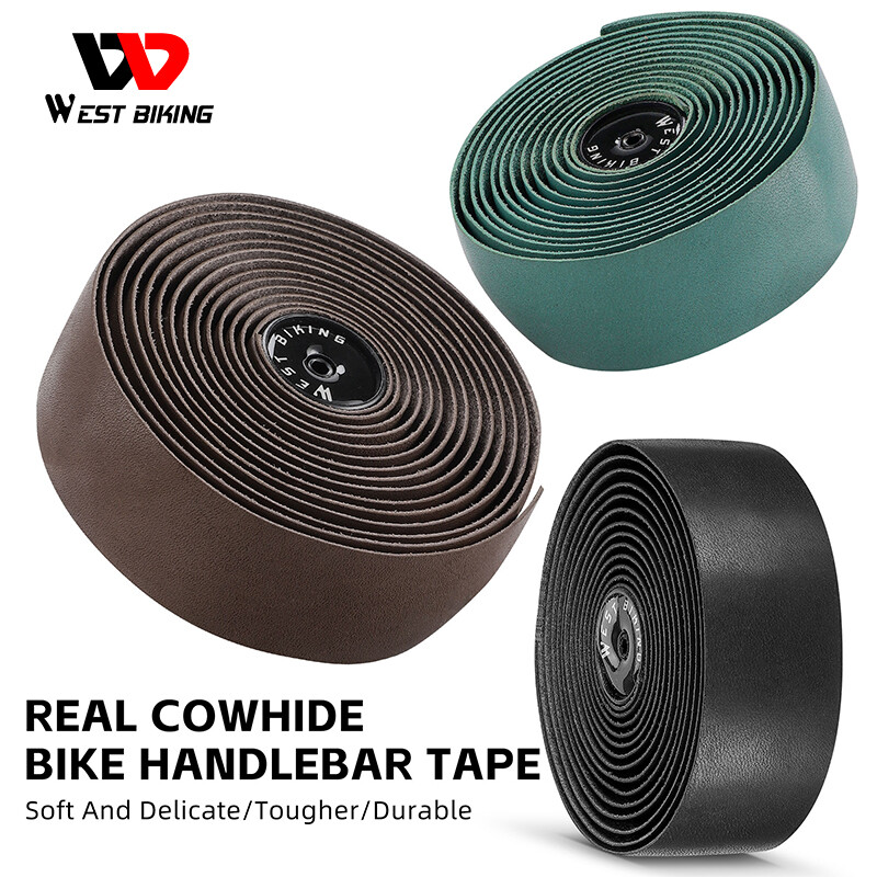 WEST BIKING Genuine Leather Bicycle Handlebar Tape Road Bike Classical Belt