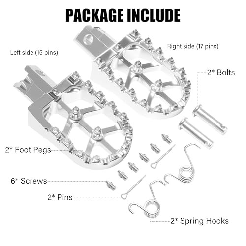 Silver CNC Anti-Slip Foot Pegs for 50cc, 70cc, 80cc, 90cc Dirt Bike