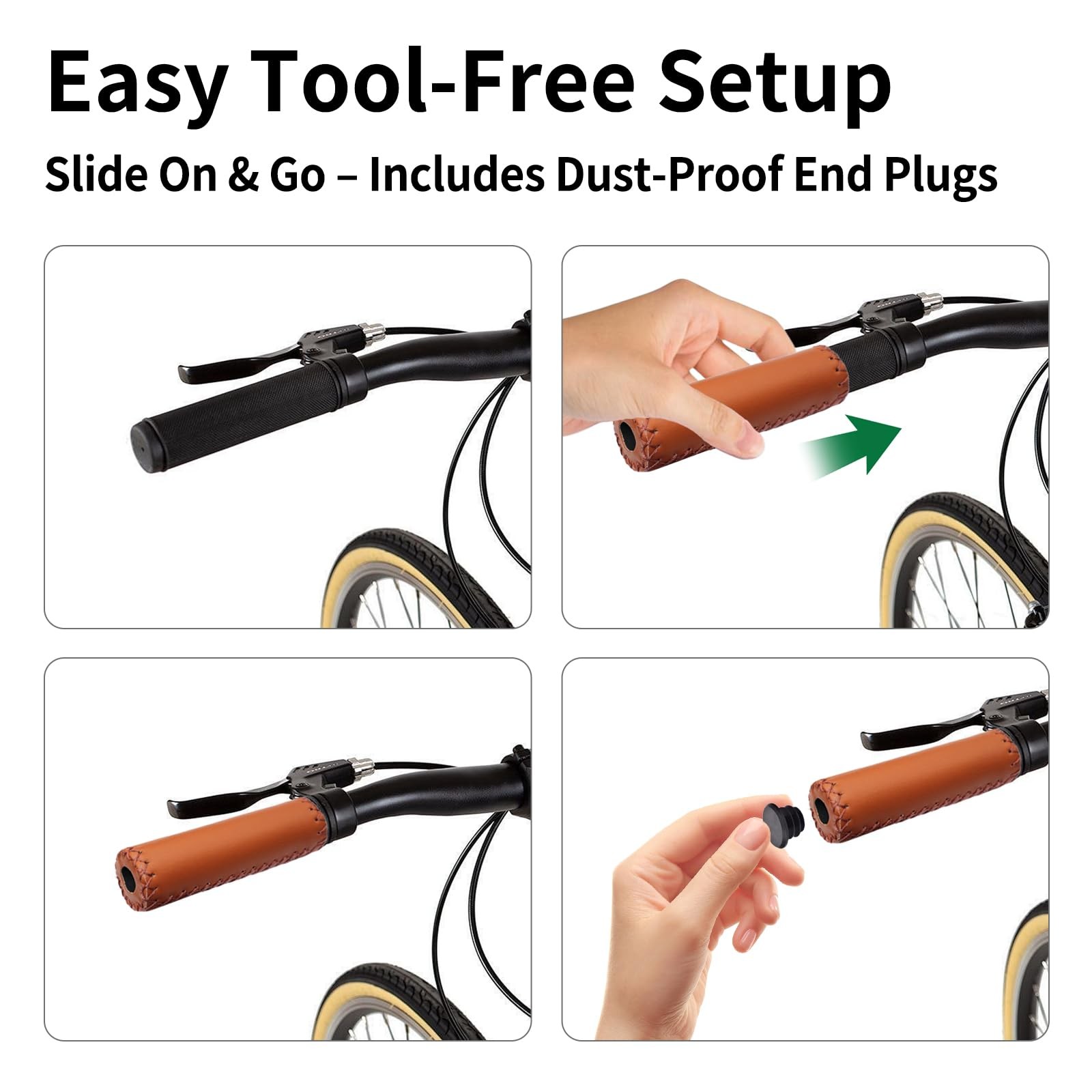 Leather Bicycle Handlebar Grips Bike Handle Covers for Cycling MTB Road Bike