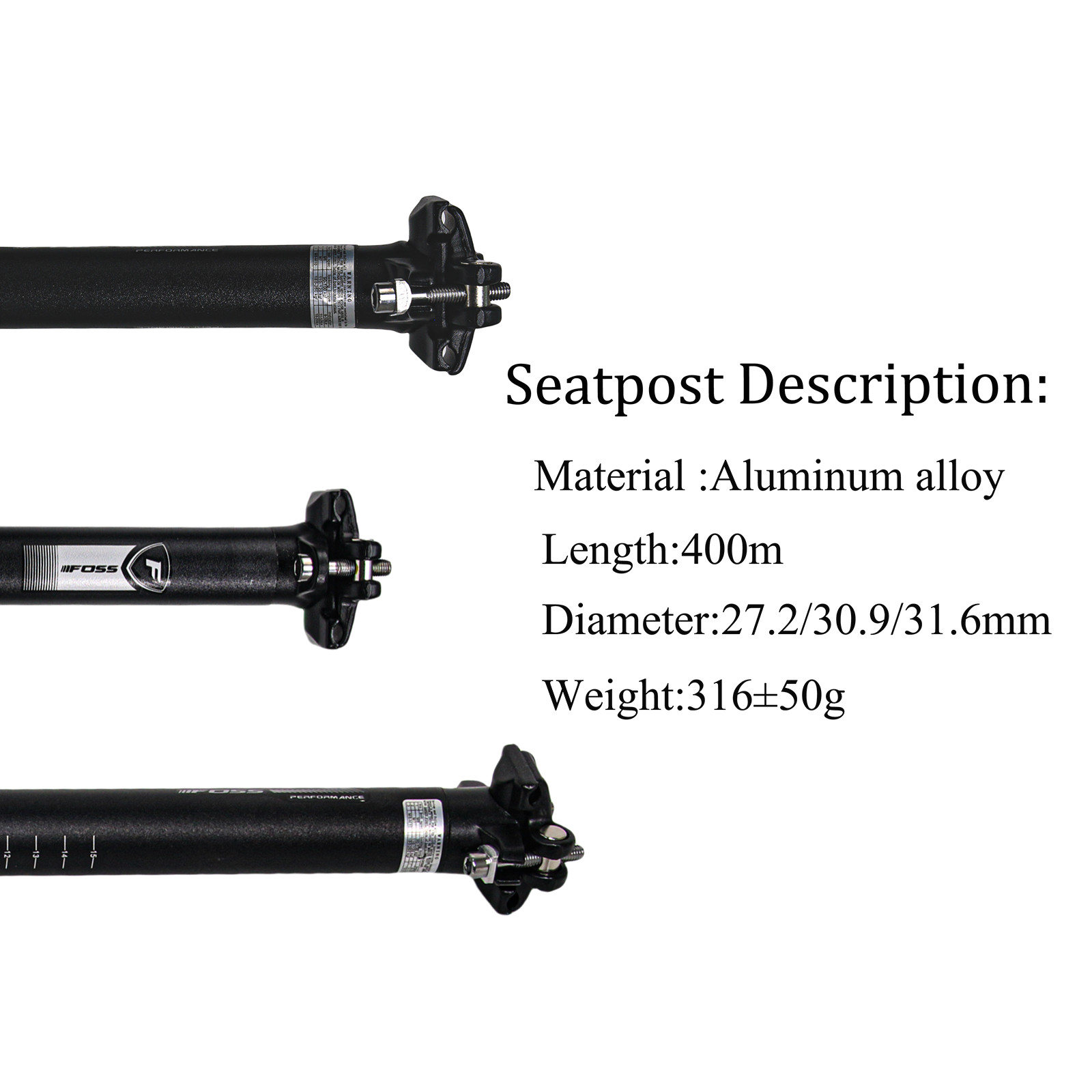MTB Road Cycling 27.2/30.9/31.6*400MM Seatpost Bicycle Seat Post Tube Aluminum
