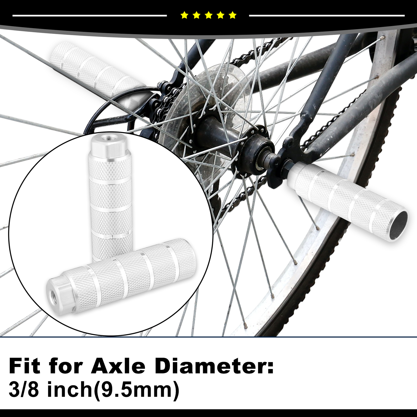 Universal Piece of 4 Rear Foot Pegs Footrest for BMX MTB Bike Fit 3/8 Inch Axles