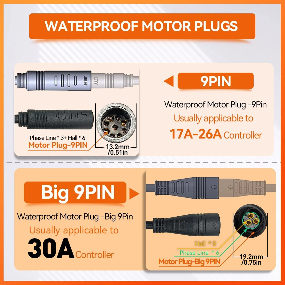 Electric Bike Waterproof Brushless Controller 36V 48V 250W 350W 500W 1000W Motor