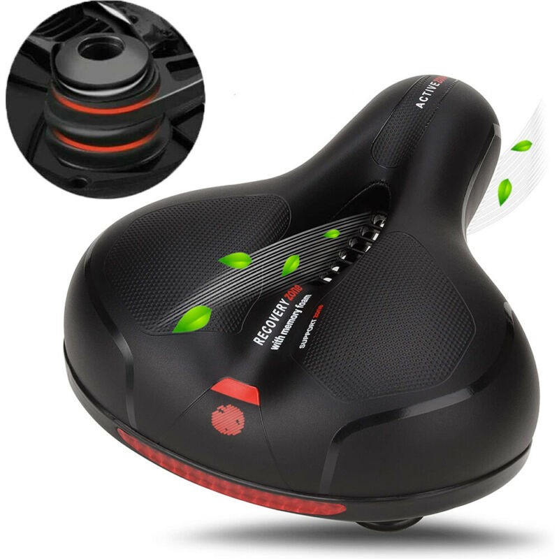 Comfort Bike Seat Memory Foam Padded Bicycle Saddle Dual Shock Absorbing Reflect