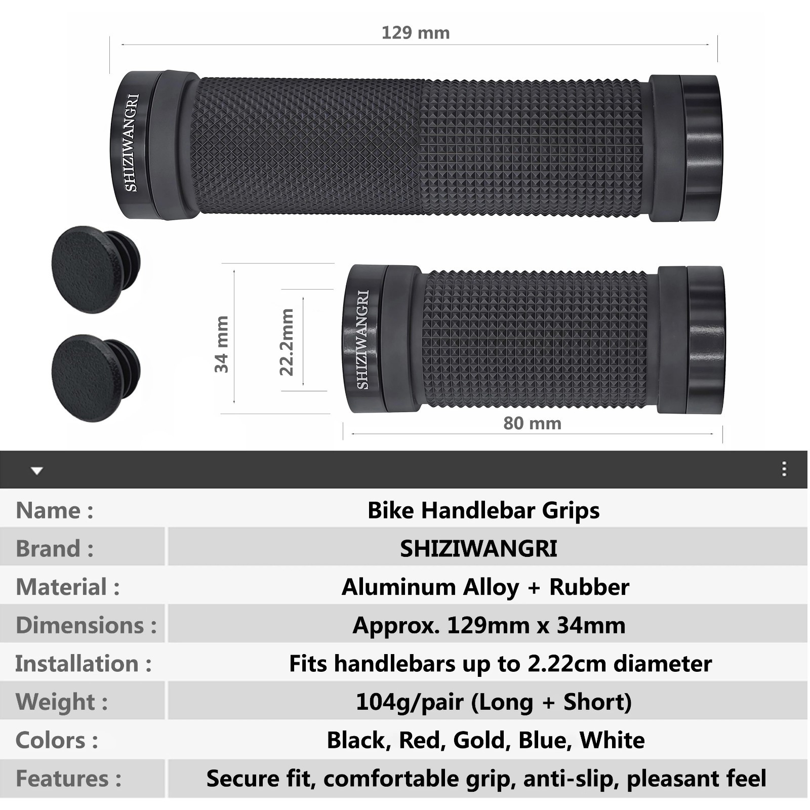 SHIZIWANGRI MTB Bike Grips Ergonomic Rubber Anti Skid Handlebar Covers