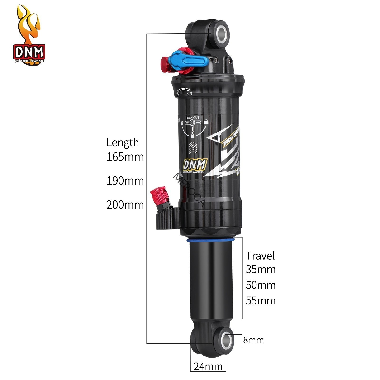 DNM AO39RC Dual Air Rear Shock Mountain Bike Shock 3-Step Lockout 165/190/200mm