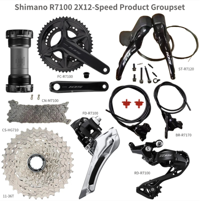SHIMANO 105 R7100 R7120 50/34T 165MM 34T DISC MECHANICAL GROUPSET 2X12-SPEED