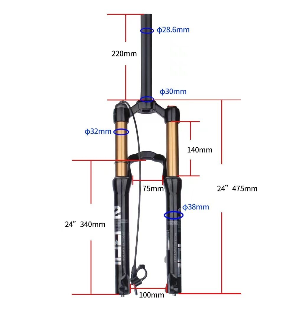 24″ Mountain Bike Air Fork Disc Brake Shock Absorber Quick Removal Front Fork