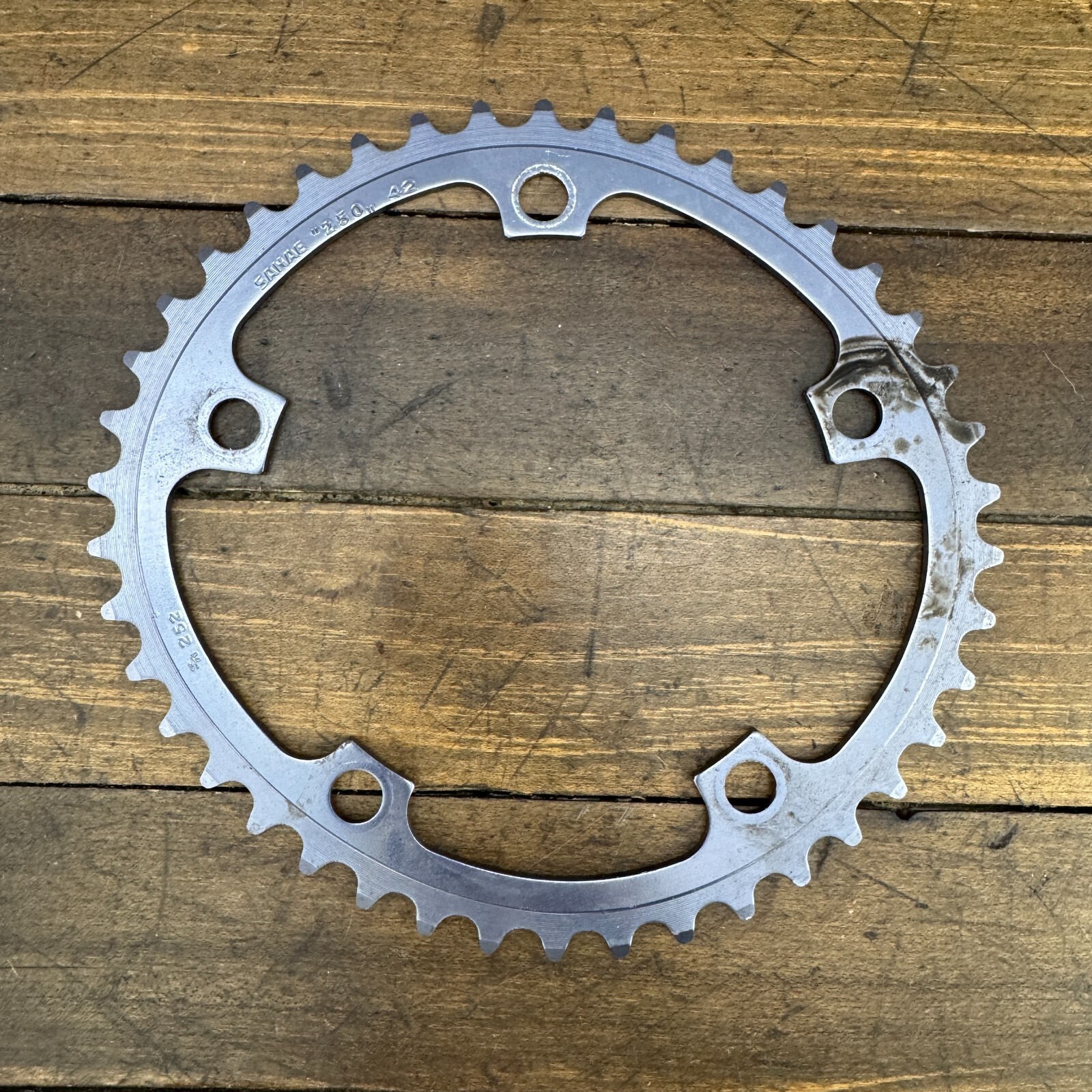 Vintage SR Ovaltech 42 Tooth Chainring Alloy 42t 130 BCD SR 252 Oval Road Gray