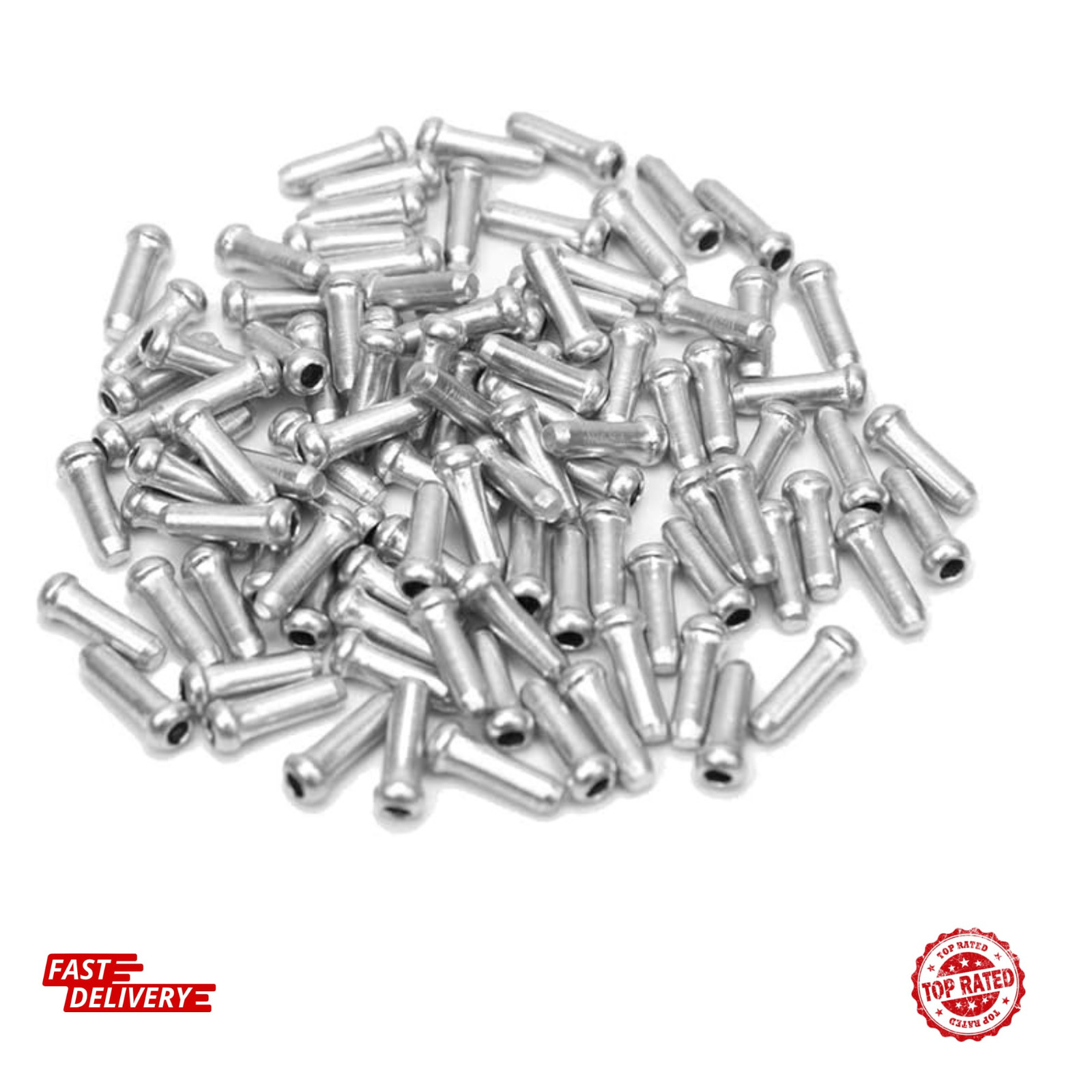 200 Pcs Bike Cable End Caps Aluminum Brake Crimps Silver