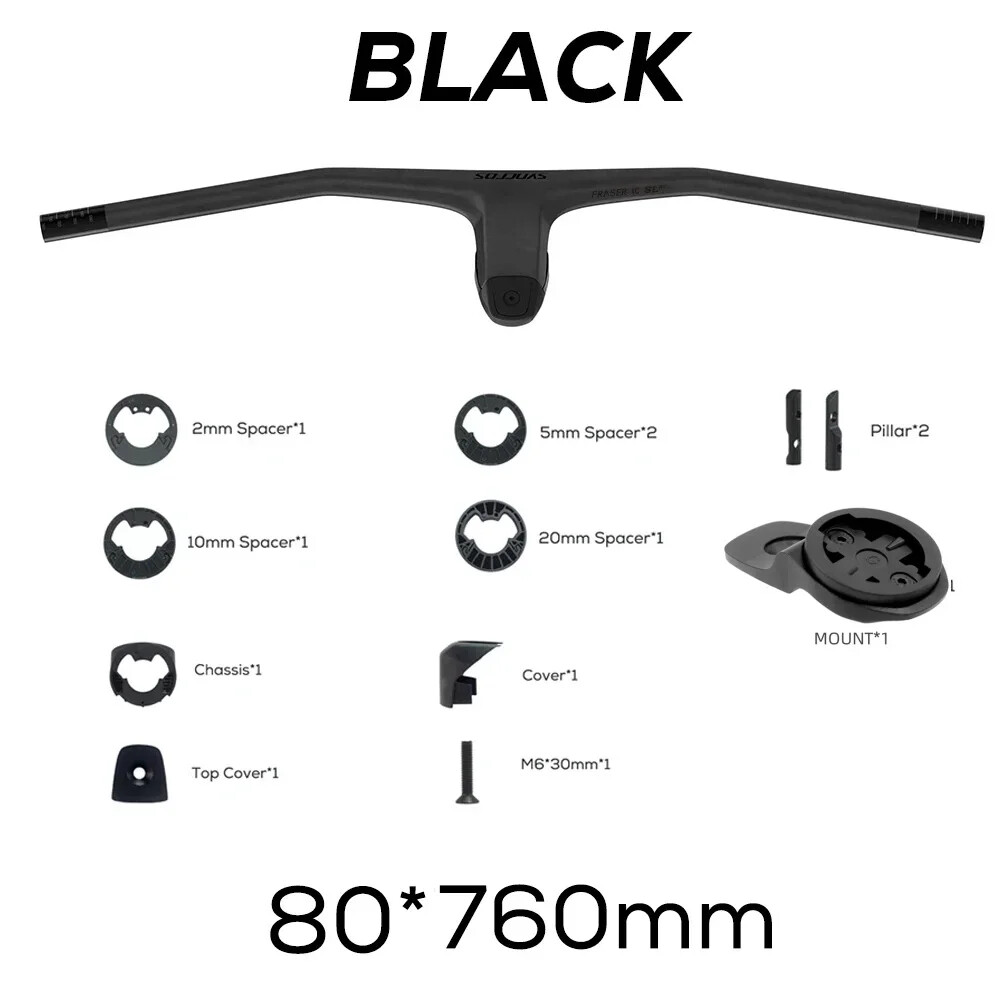 740MM -20 Degrees Full Carbon Fibre MTB Bicycle Integrated Cockpit Handlebar