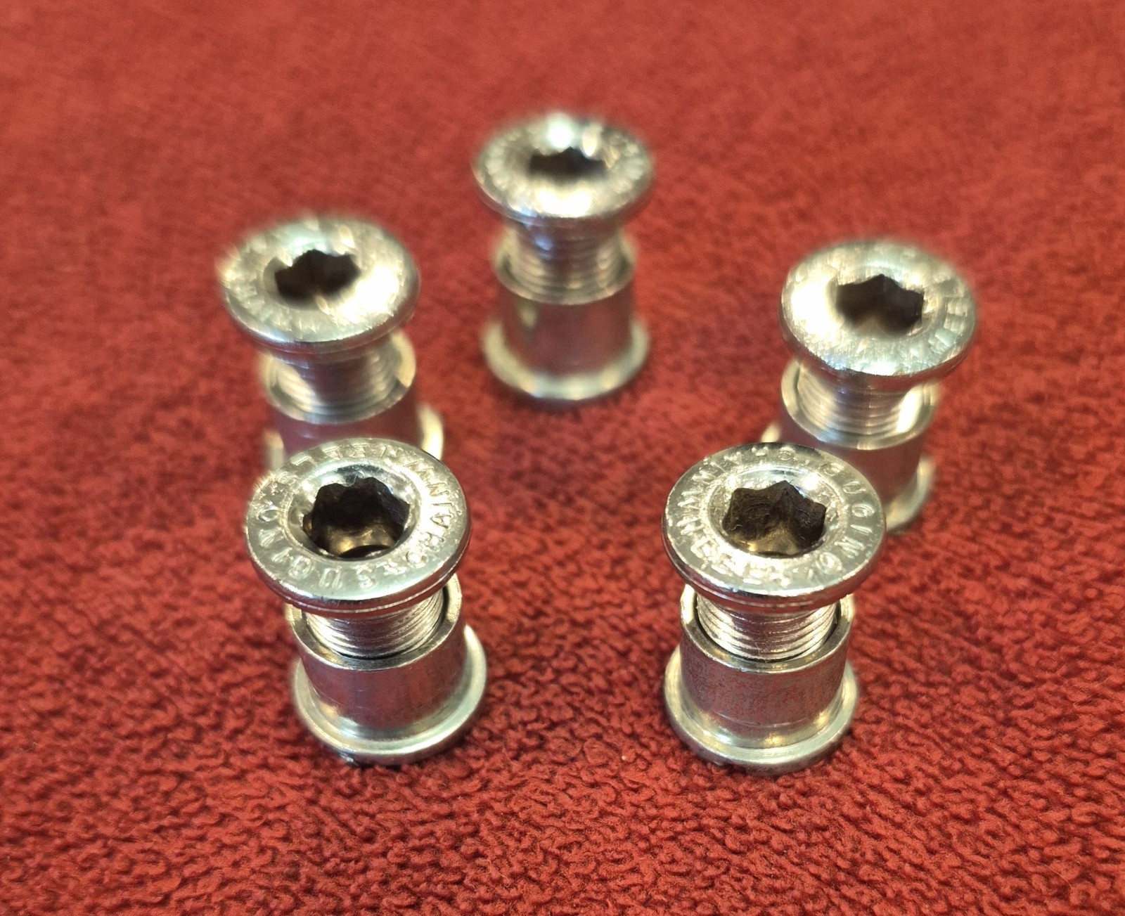 Vintage «SUGINO CHAINWHEELS» Chainring Bolts – Set of Five