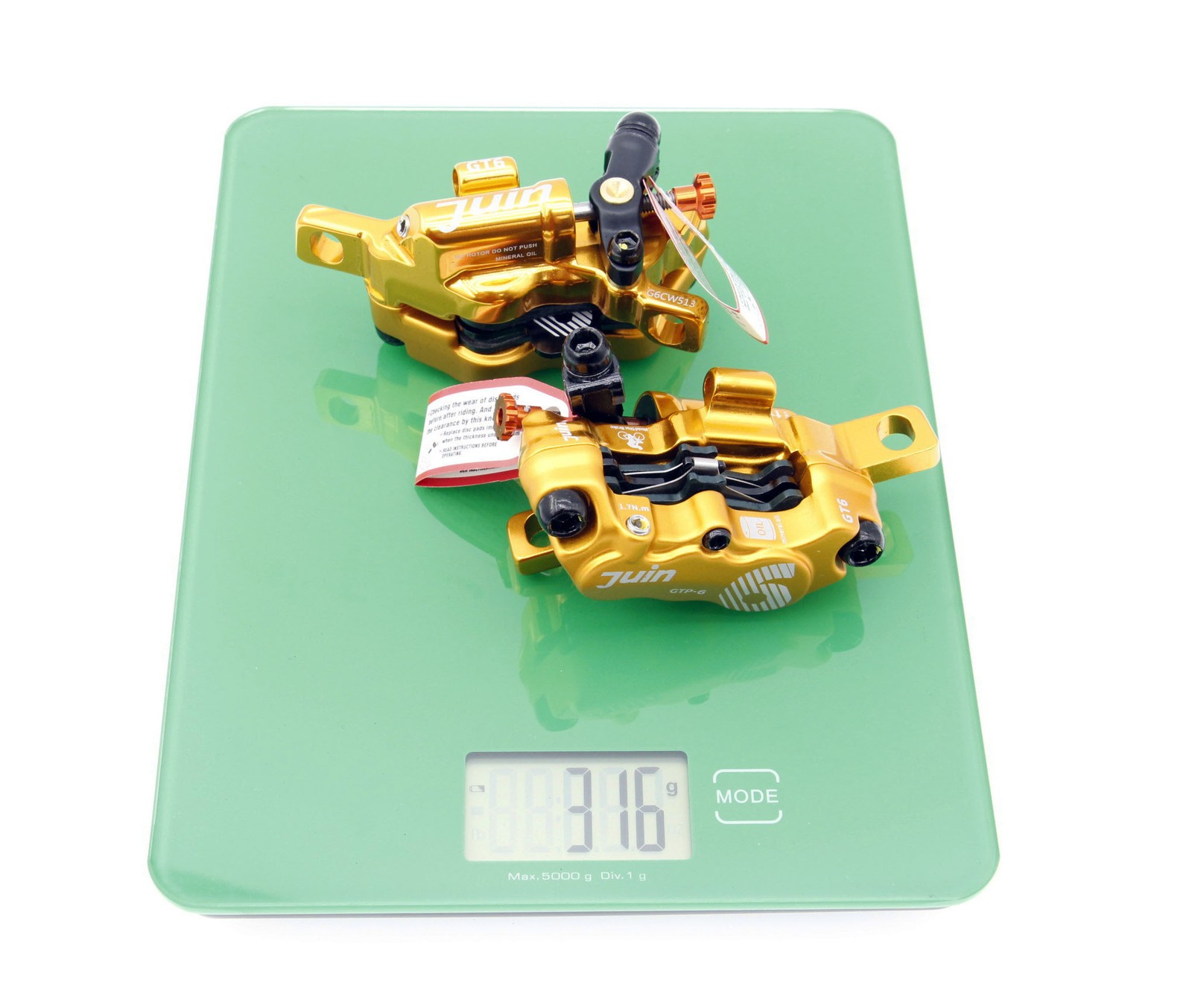 Juin Tech GTP6 Gold 6-Piston Post Mount Bicycle Hydraulic Disc Brake MTB ebike