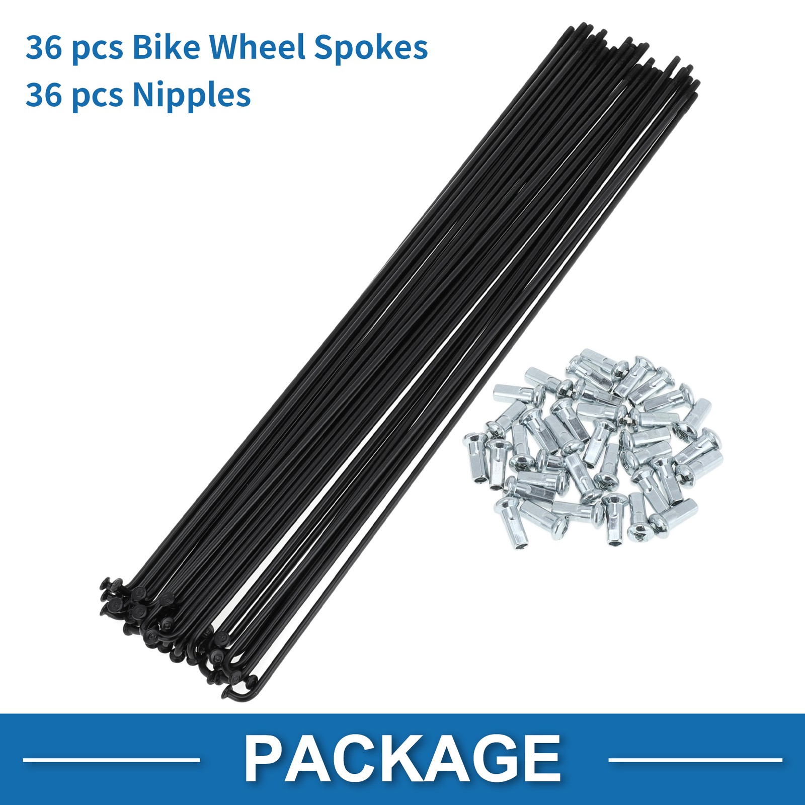 1Set 12G 278mm Length Bicycle Spokes Nipple Carbon Steel Black Universal