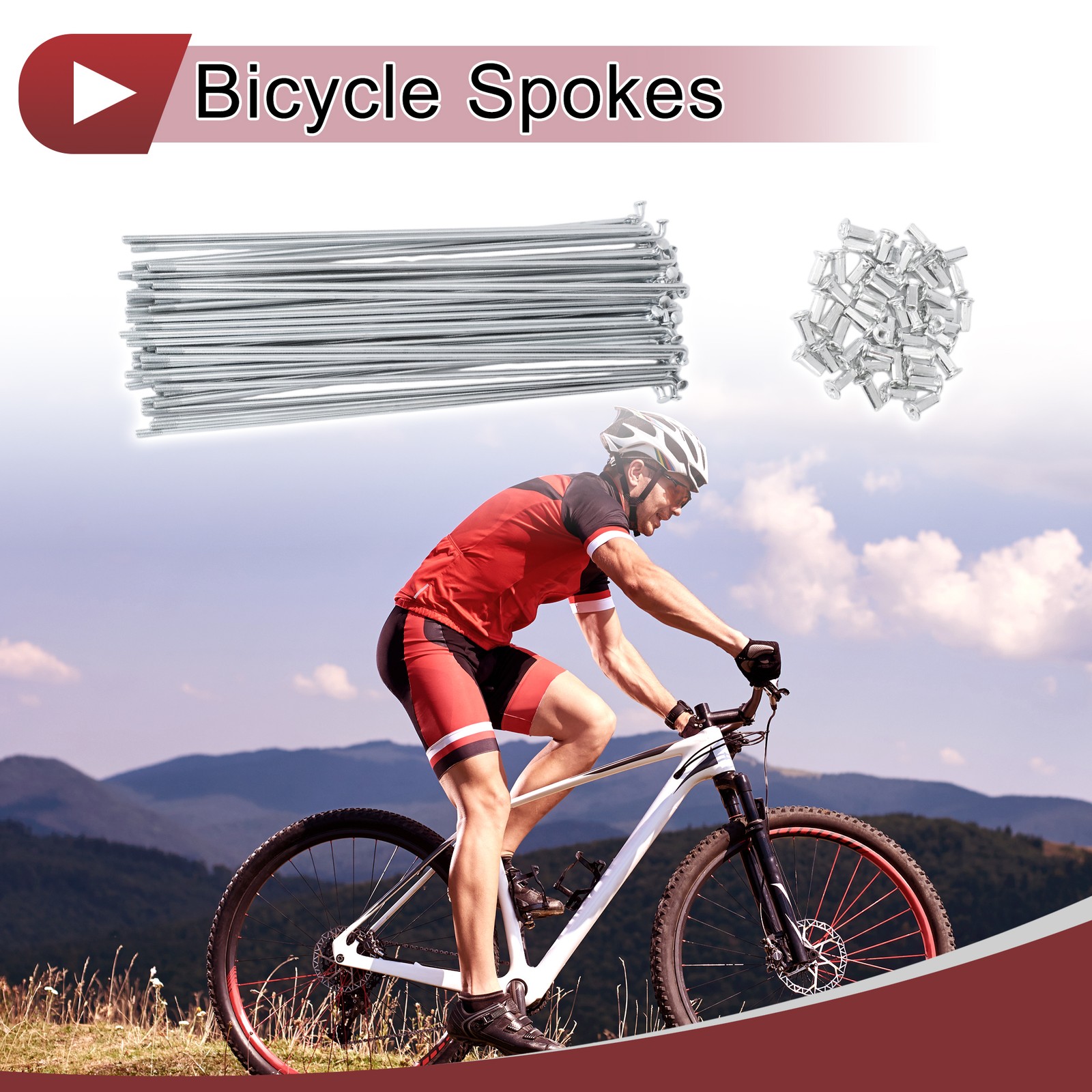 48 Set 10G Bicycle Spokes 220mm Bike Wheel Spokes Carbon Steel Galvanized