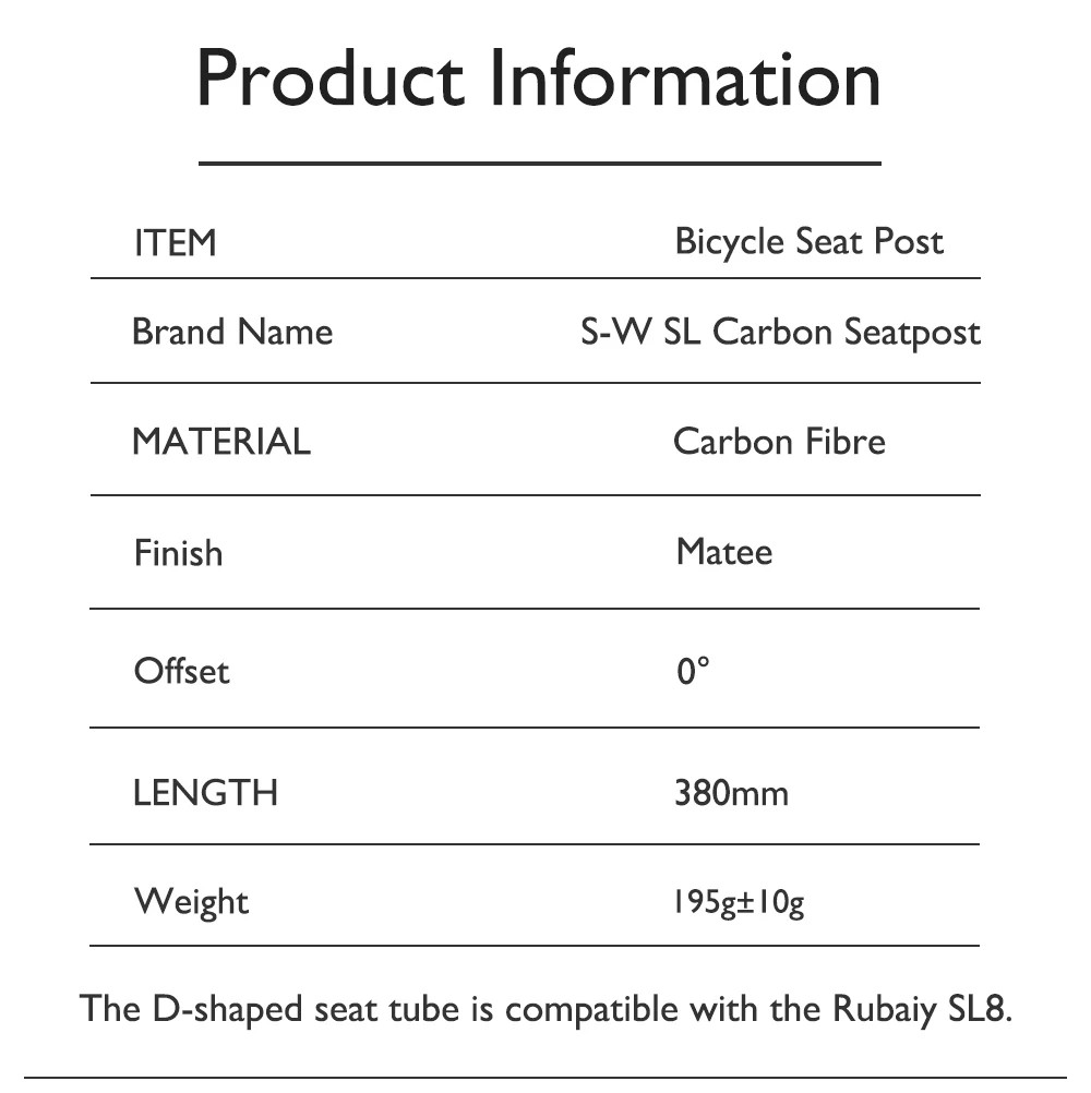 Carbon Seatpost Ultralight SL8 Road Bicycle Seat Post 0mm Offset Bicycle Parts